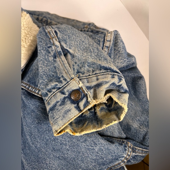 Vintage Levis San Francisco Denim Jean Trucker Jacket Size 50 R Sherpa Lined USA - Picture 10 of 13